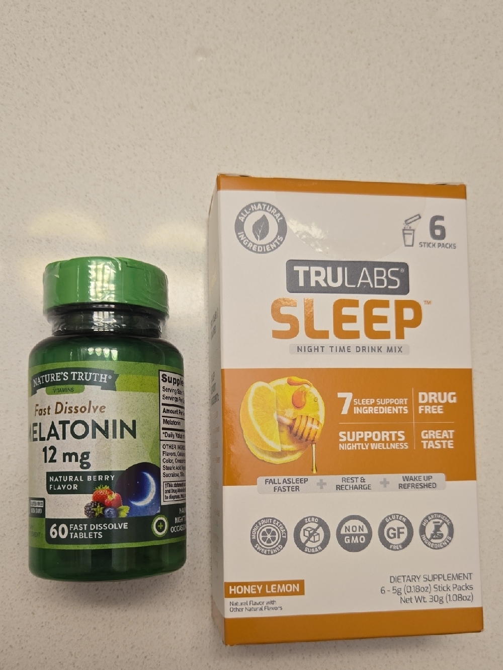 TRULABS Sleep Night Time Drink Mix + Melatonin Tablets Duo
